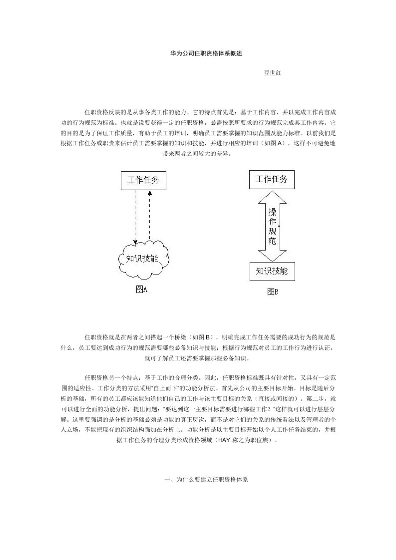 员工管理-华为公司任职资格体系概述