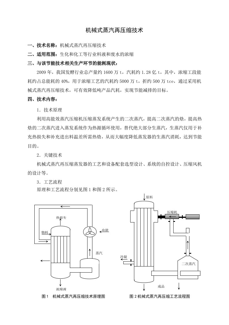 机械式蒸汽再压缩技术