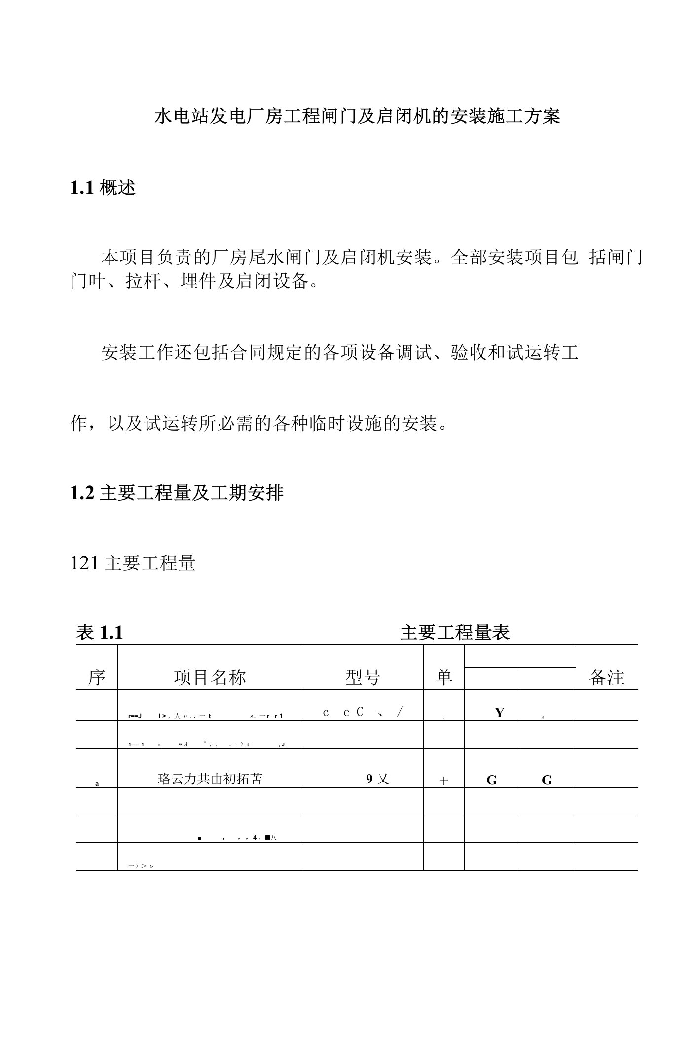 水电站发电厂房工程闸门及启闭机的安装施工方案