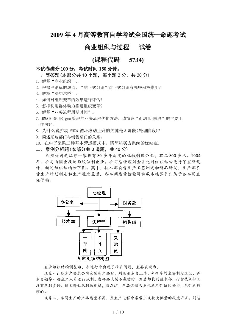 0904月商业组织与过程试卷