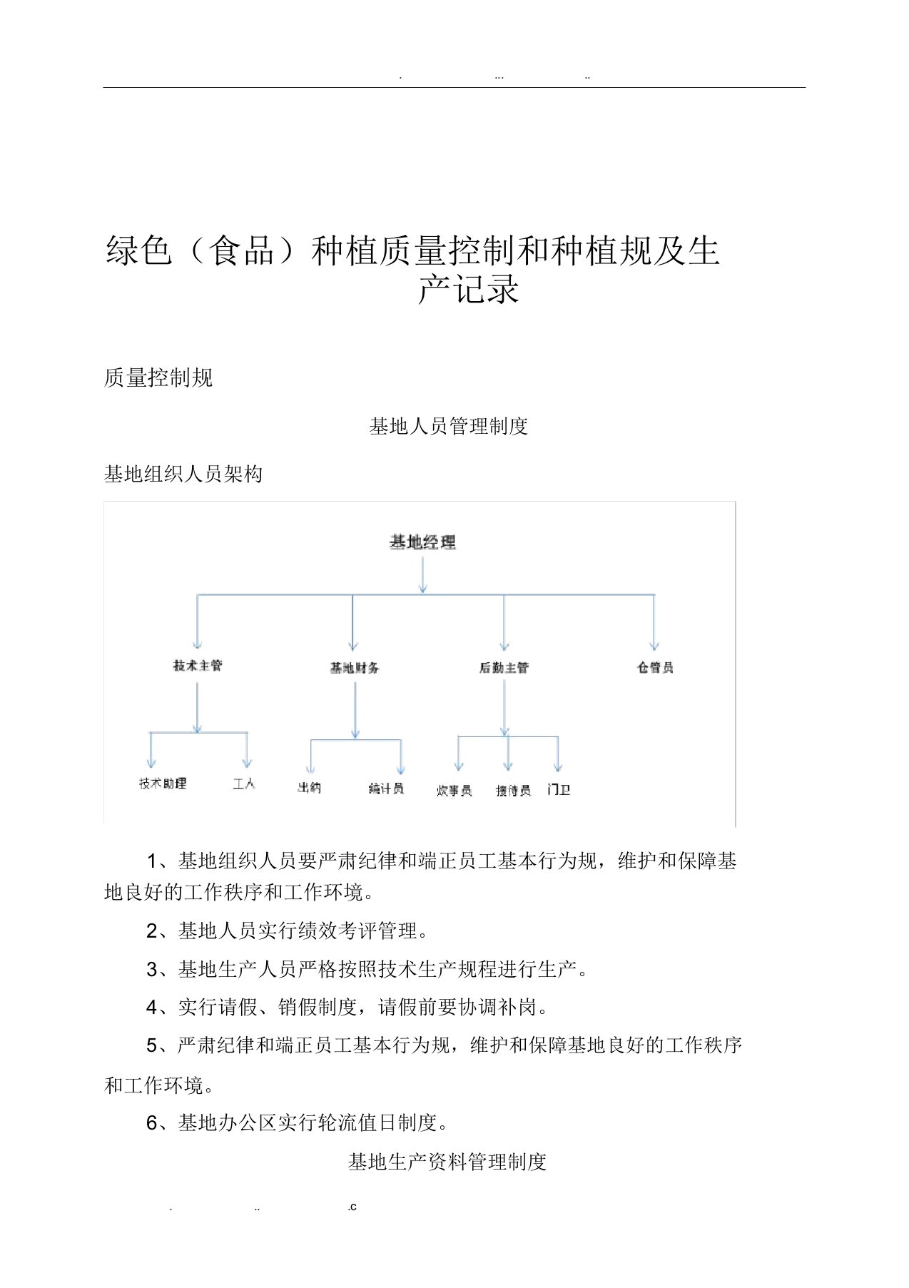 绿色食品种植质量控制及种植规范及生产记录