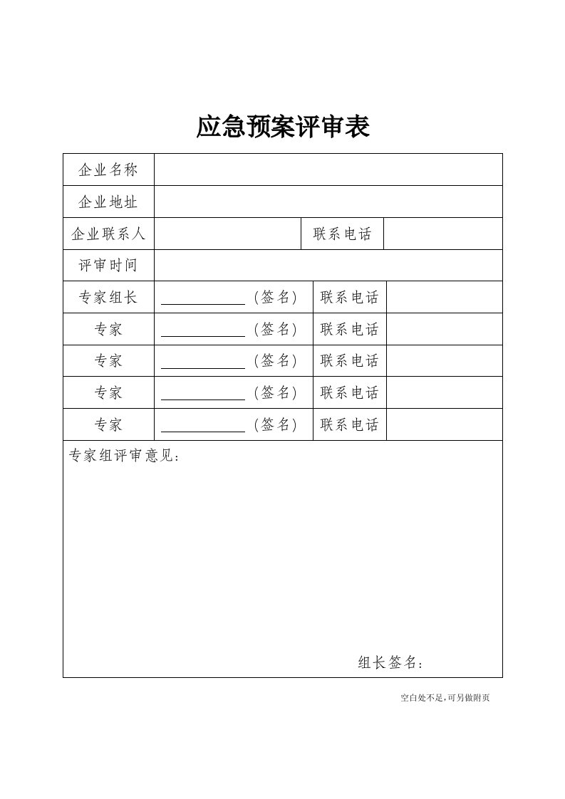 应急预案要素评审表