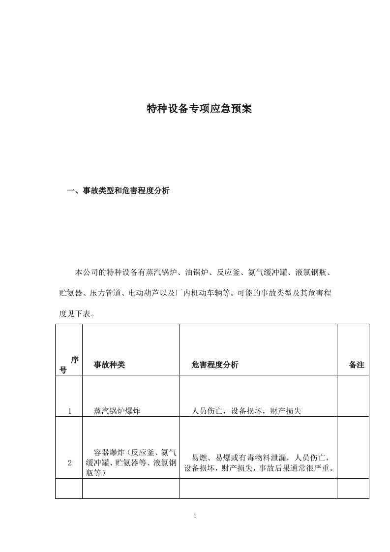 特种设备专项应急预案