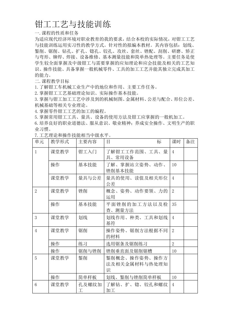 钳工工艺与技能训练教案[资料]