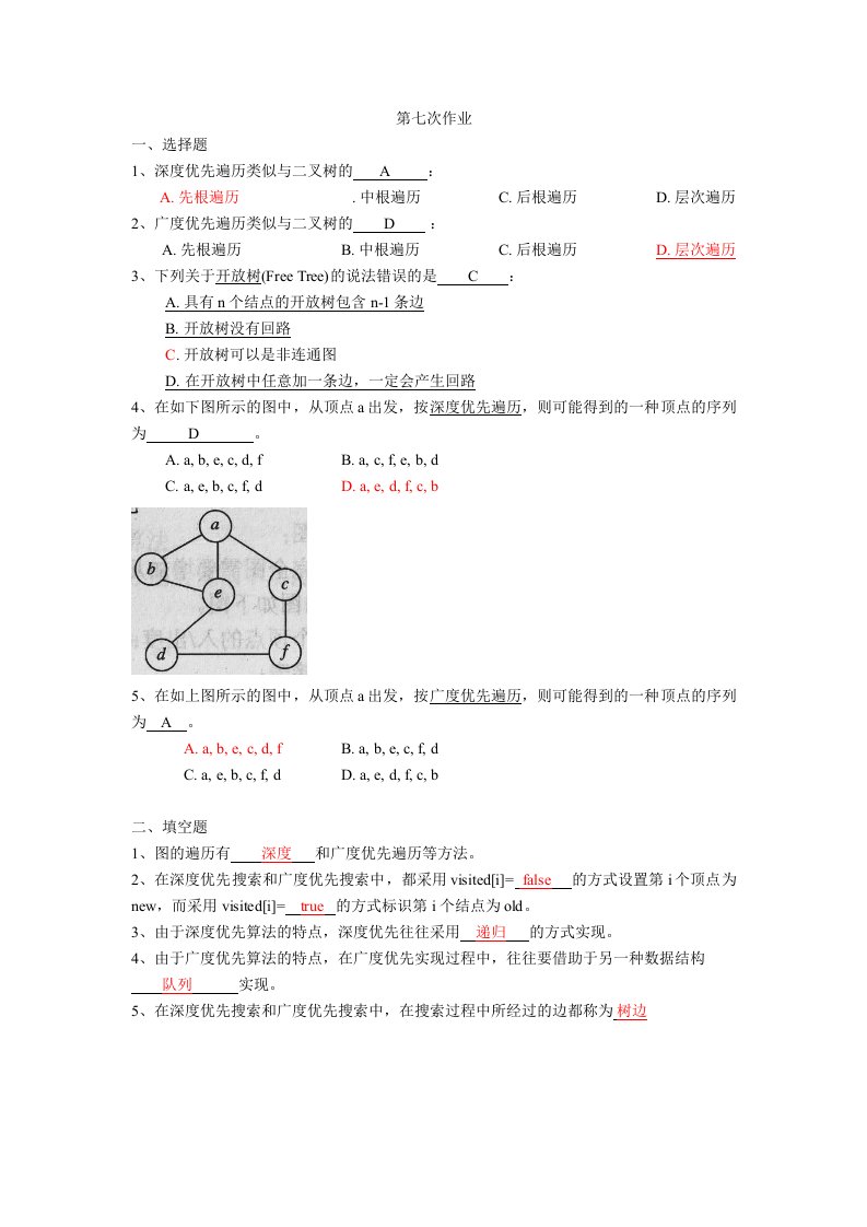 数据结构第七次作业