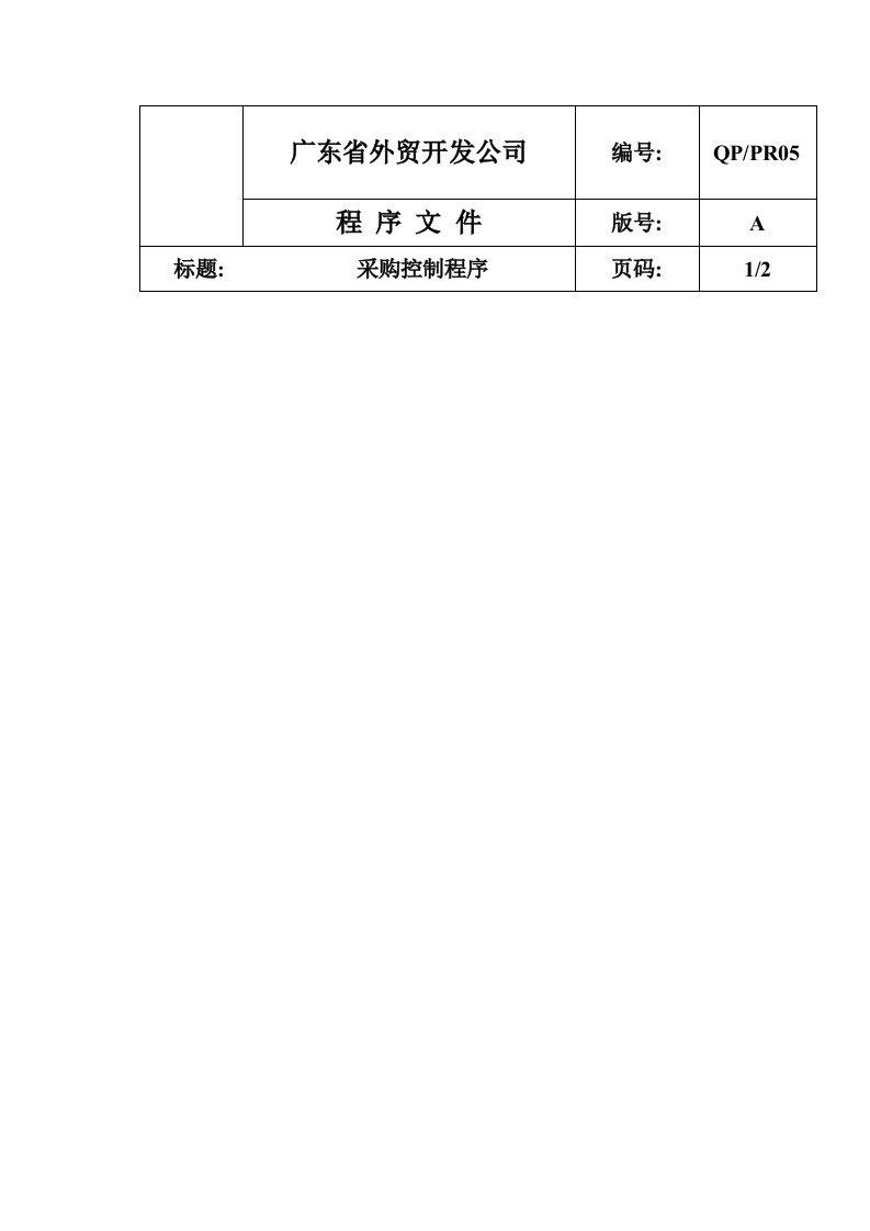 采购管理-QPPR04采购控制