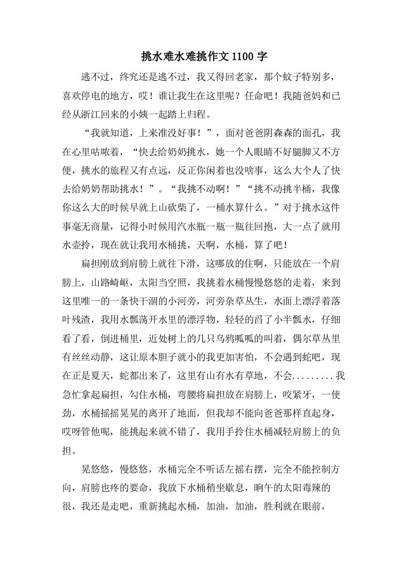 挑水难水难挑作文1100字