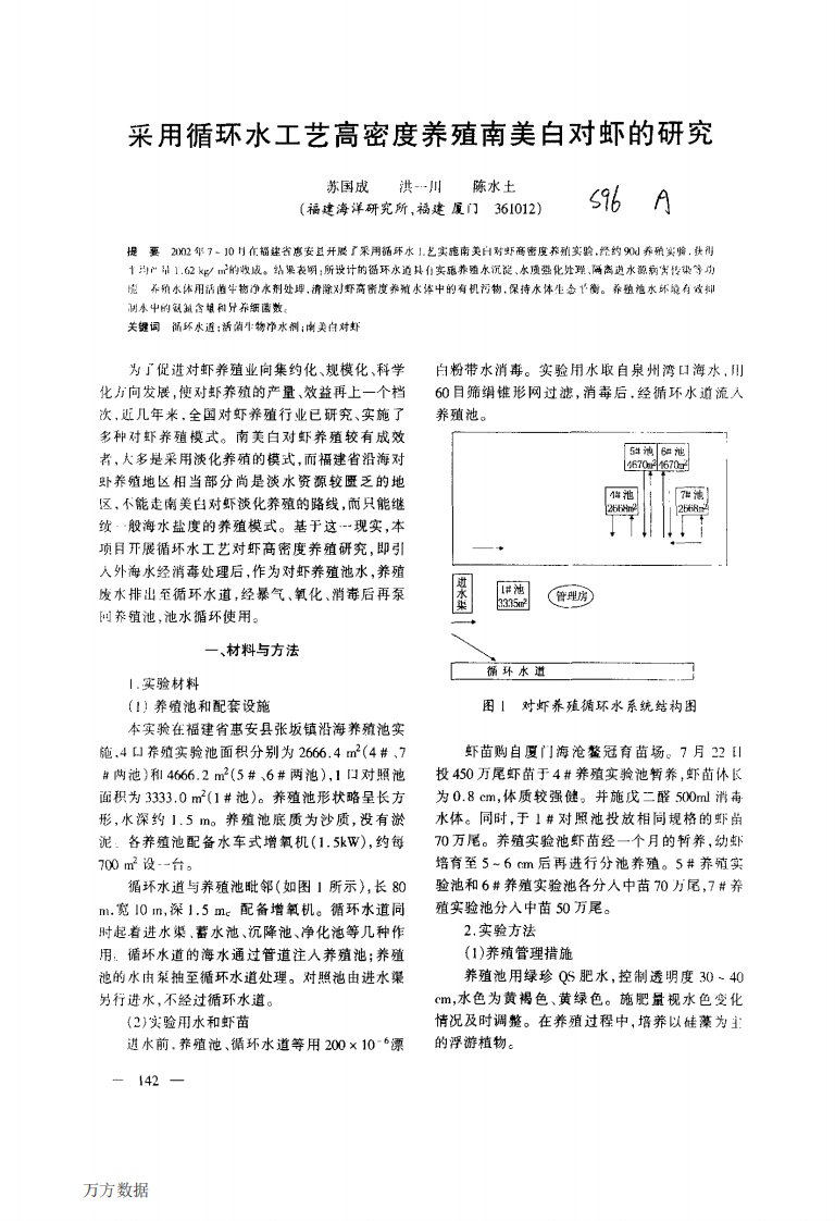 采用循环水工艺高密度养殖南美白对虾的研究