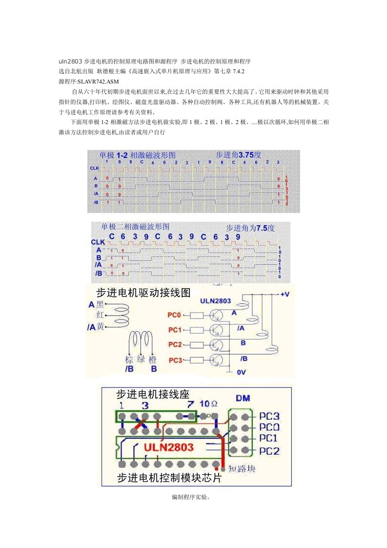 uln2803步进电机的控制原理电路图和源程序