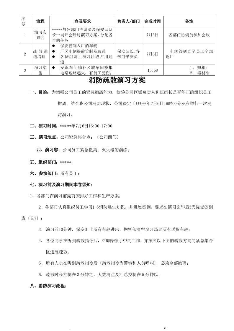 公司消防疏散演习及方案