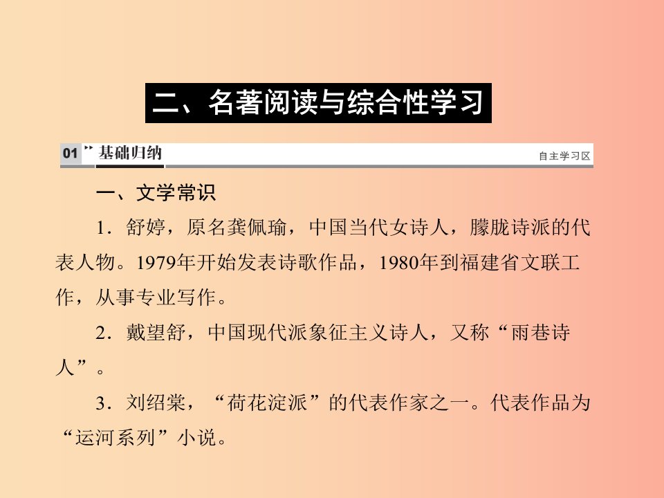 达州专版2019中考语文九下二名著阅读与综合性学习复习课件