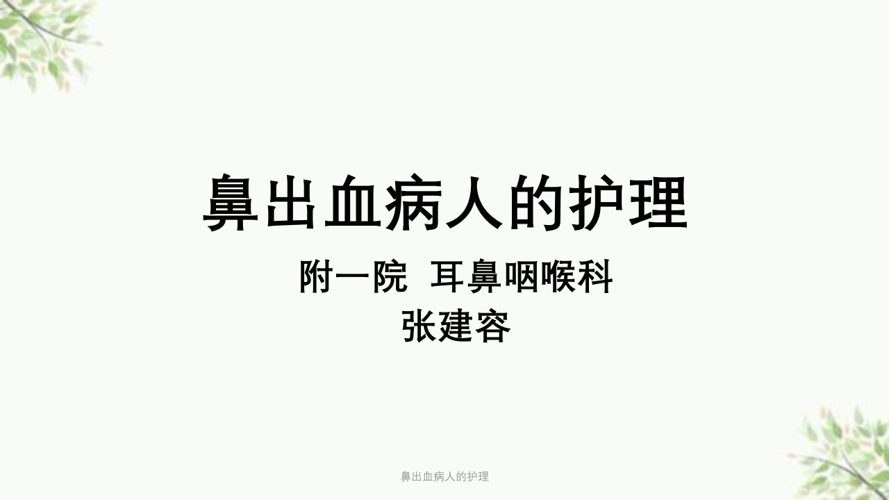 鼻出血病人的护理ppt课件