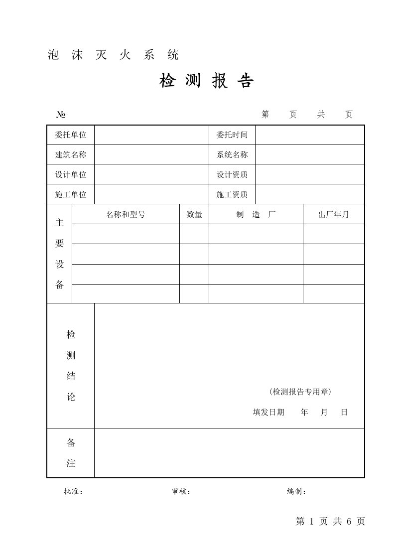 泡沫灭火系统检测报告第页共页