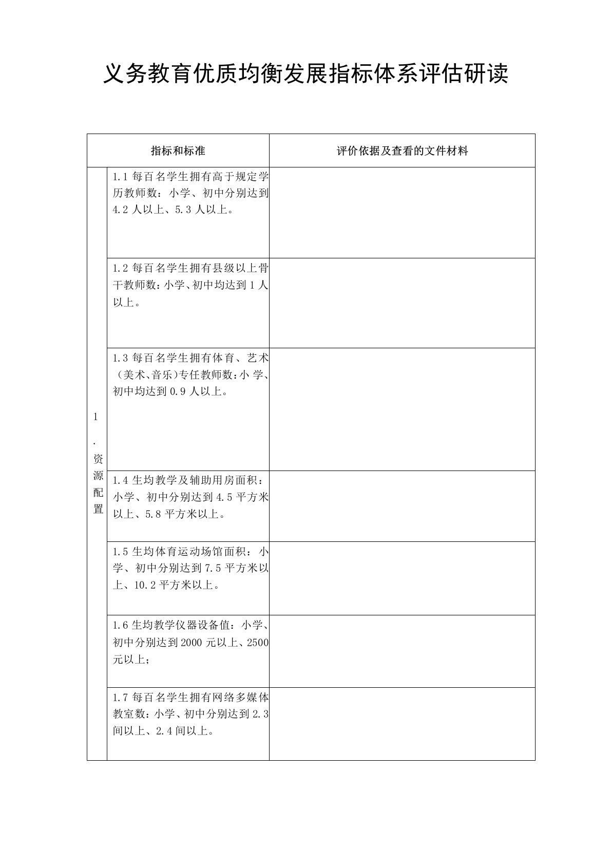 义务教育优质均衡发展指标体系研读