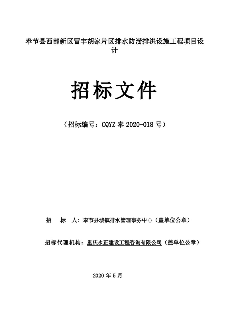 片区排水防涝排洪设施工程项目设计招标文件