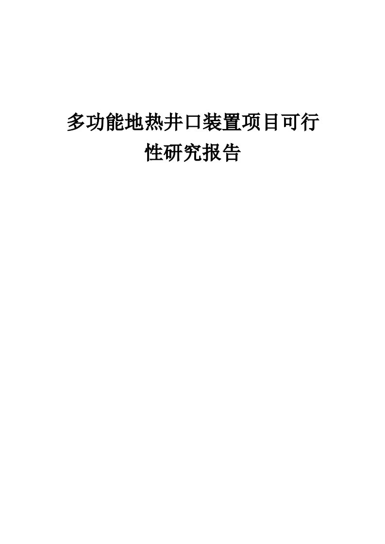 2024年多功能地热井口装置项目可行性研究报告