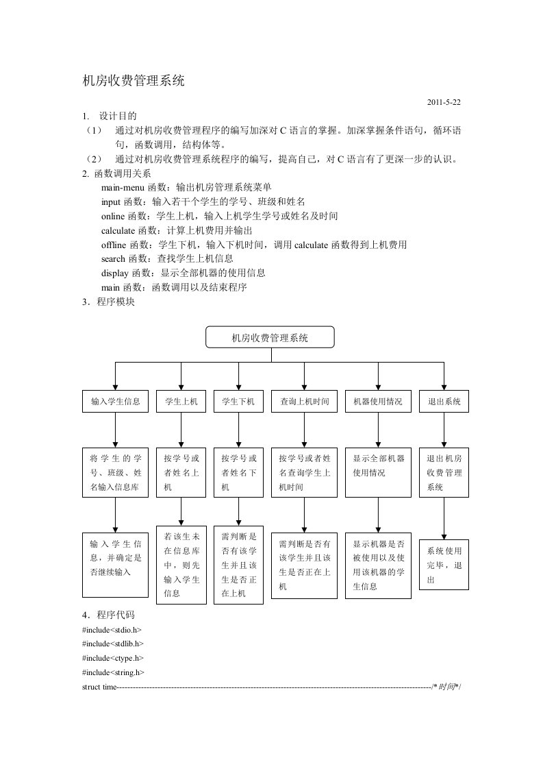 C语言机房收费管理系统