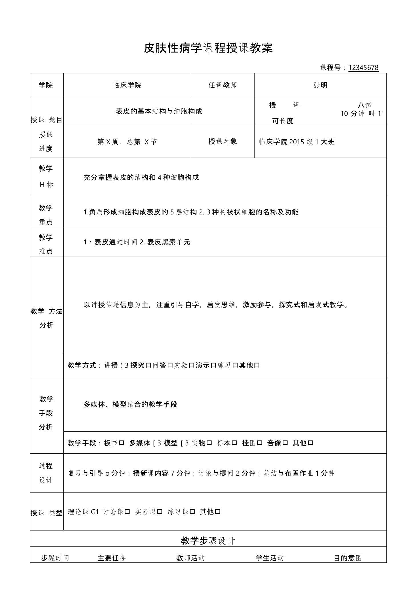 皮肤性病学教案