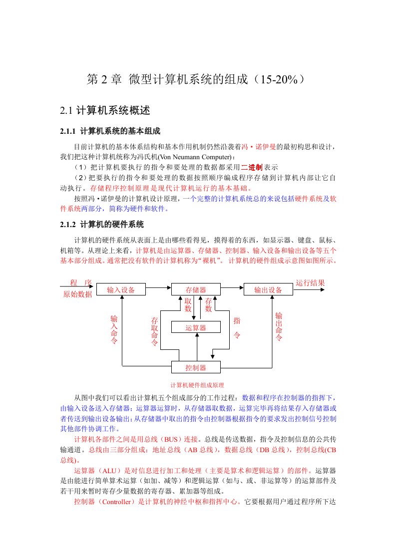 微型计算机系统的组成