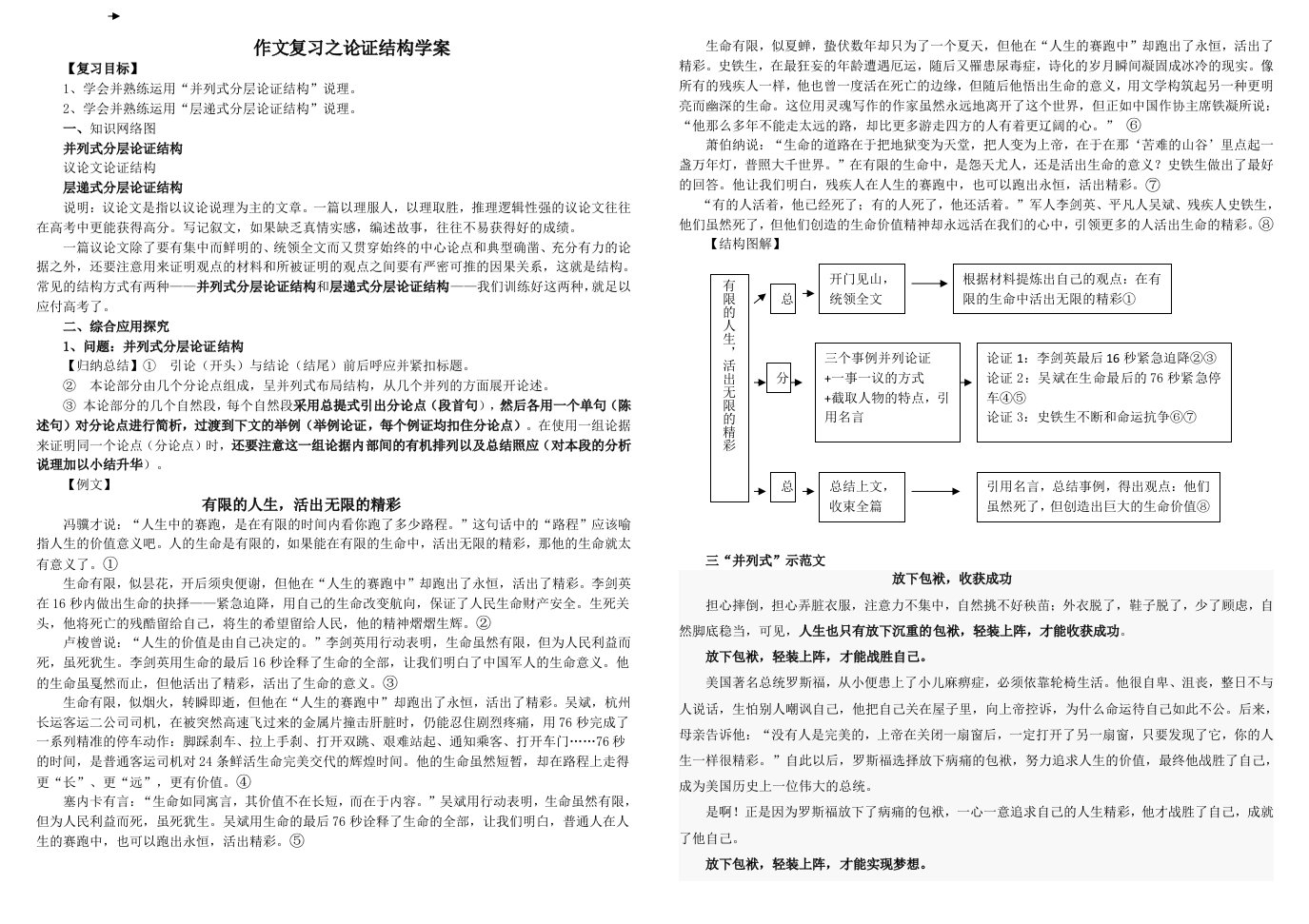 作文复习论证结构学案