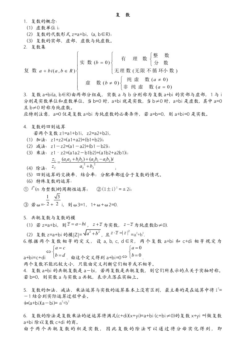 高考复数知识点精华总结