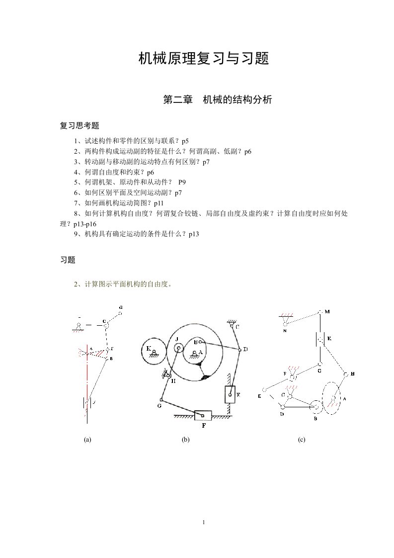 2013机械原理复习