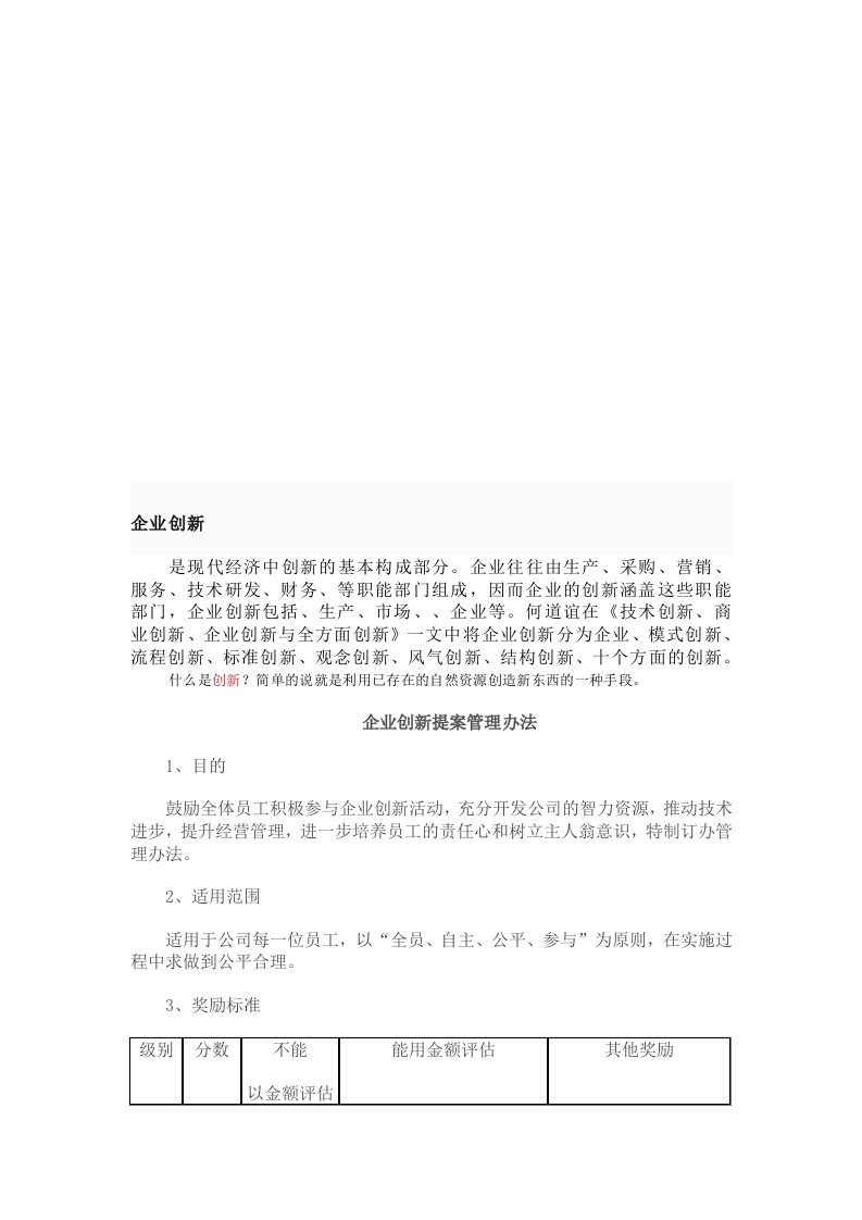 企业创新提案管理制度