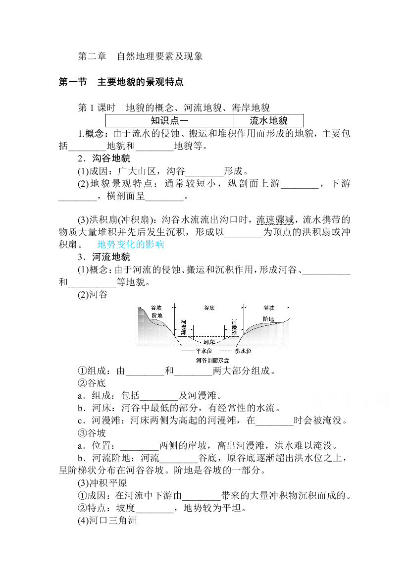 2020-2021学年新教材地理中图版必修第一册知识手册练习：2-1-1