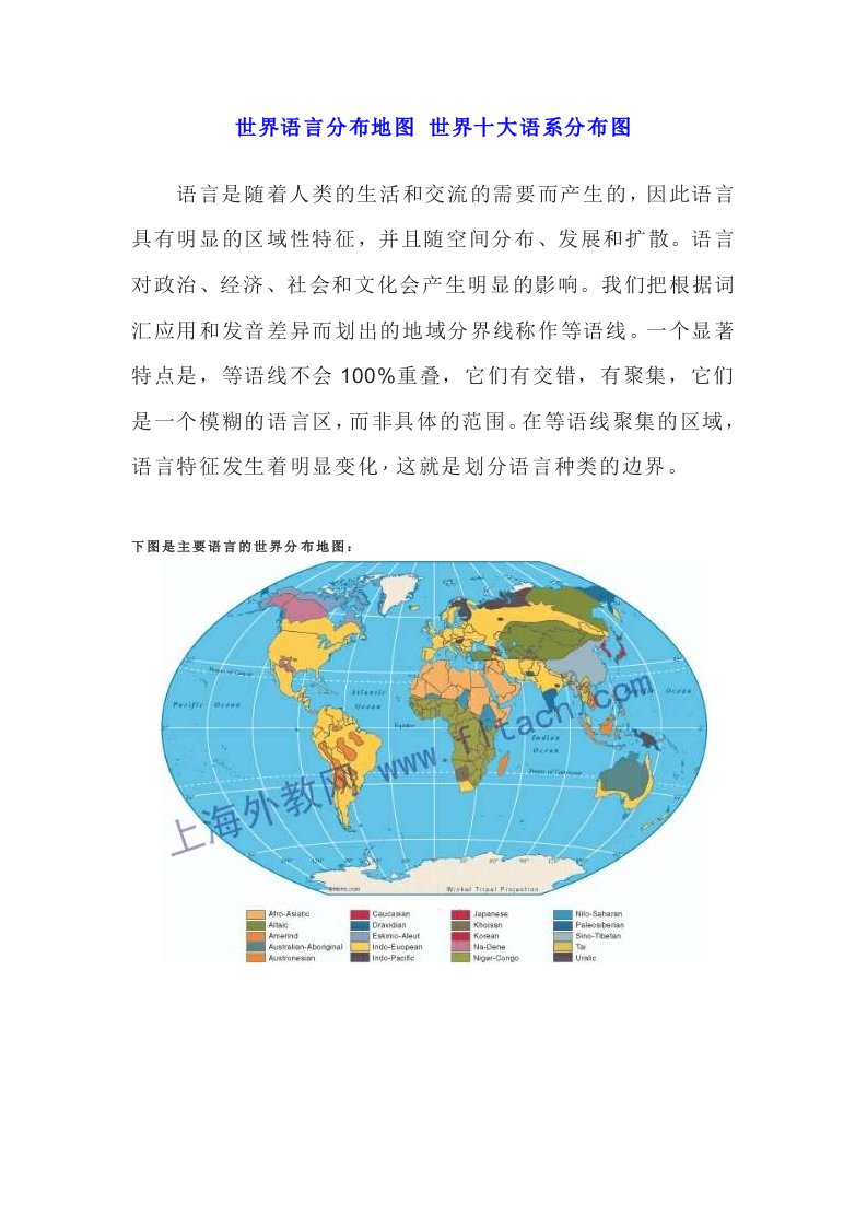 世界语言分布地图