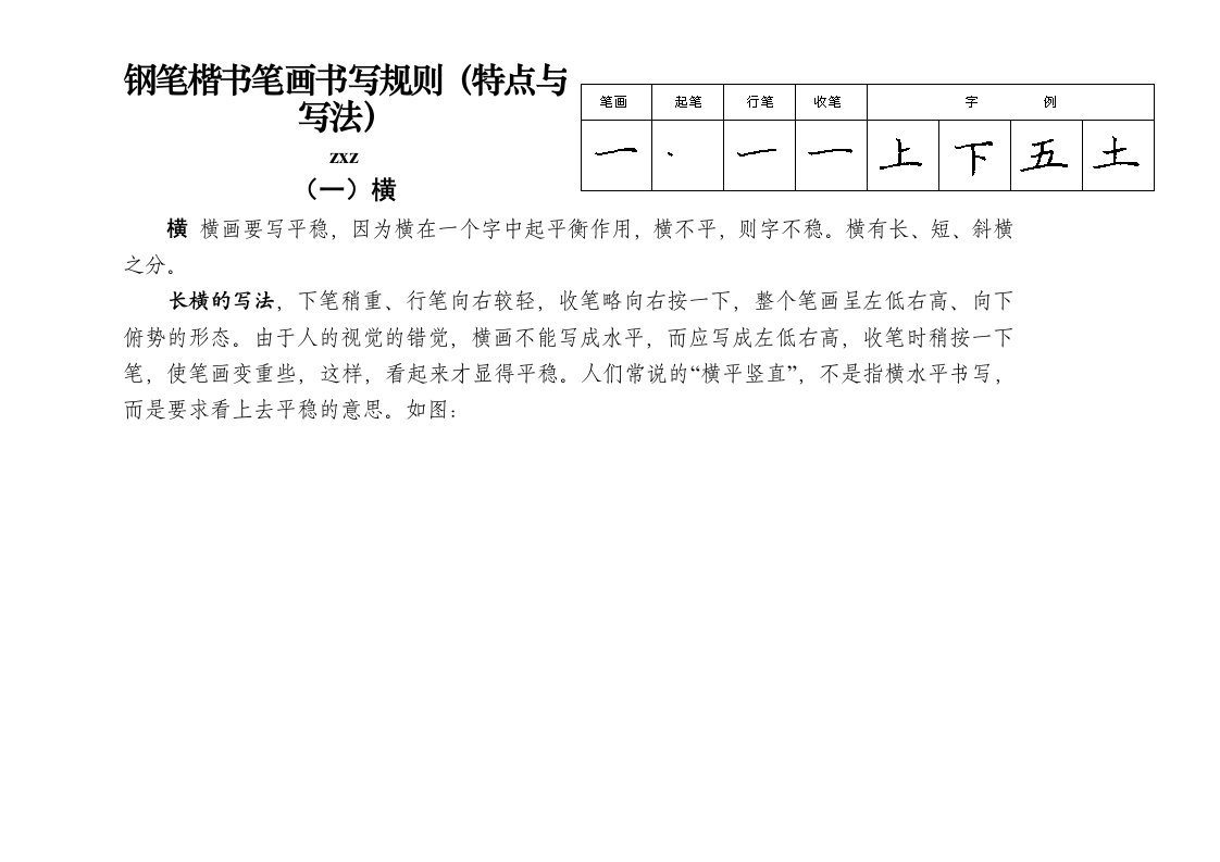 汉字基本笔画书写规则