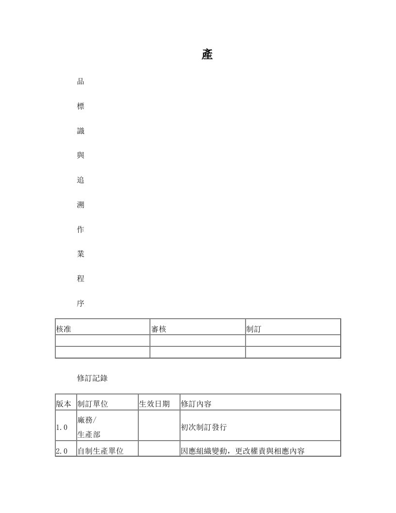 GP+QP-PD-001+2.0+产品标识与追溯作业程序