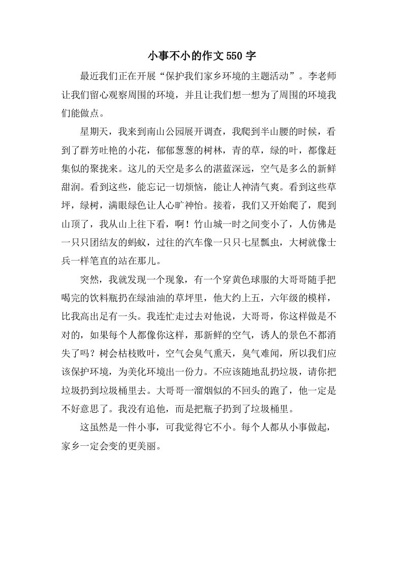 小事不小的作文550字