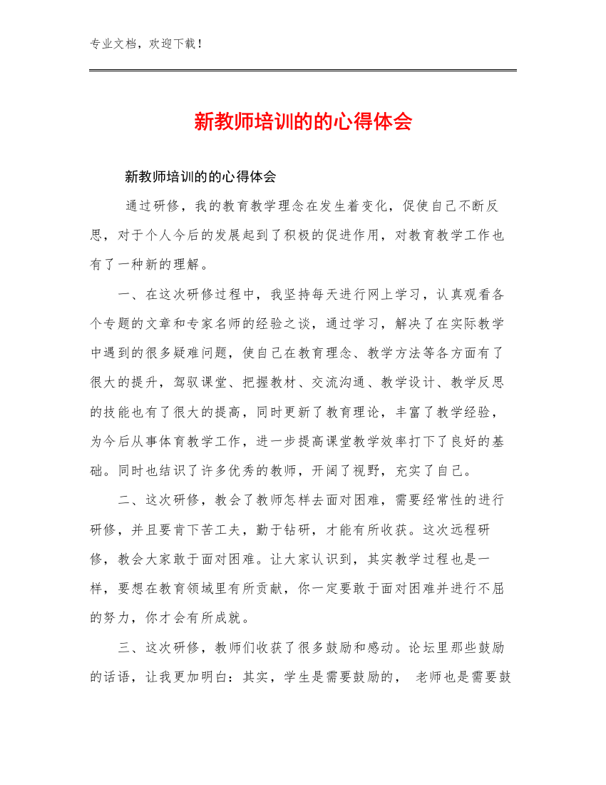 2023年新教师培训的的心得体会范文22篇