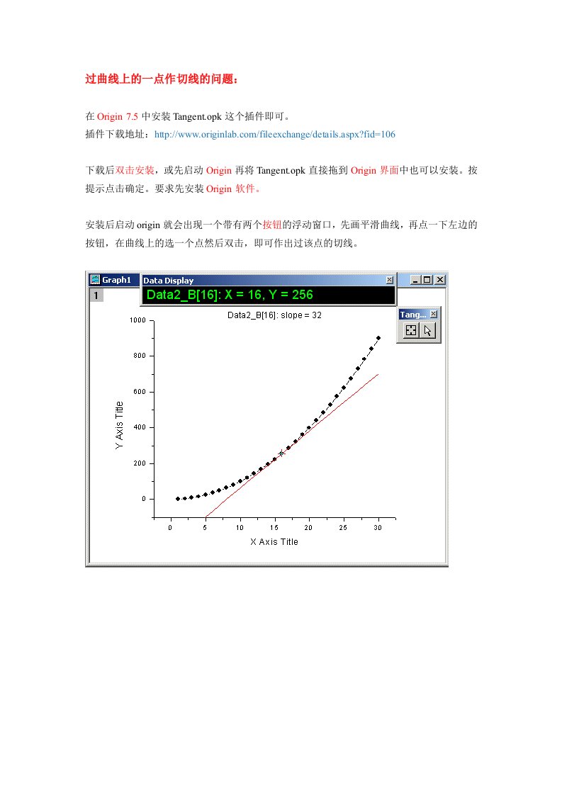 使用Origin作切线的简易方法