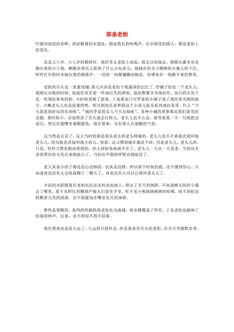 高中语文作文那条老街