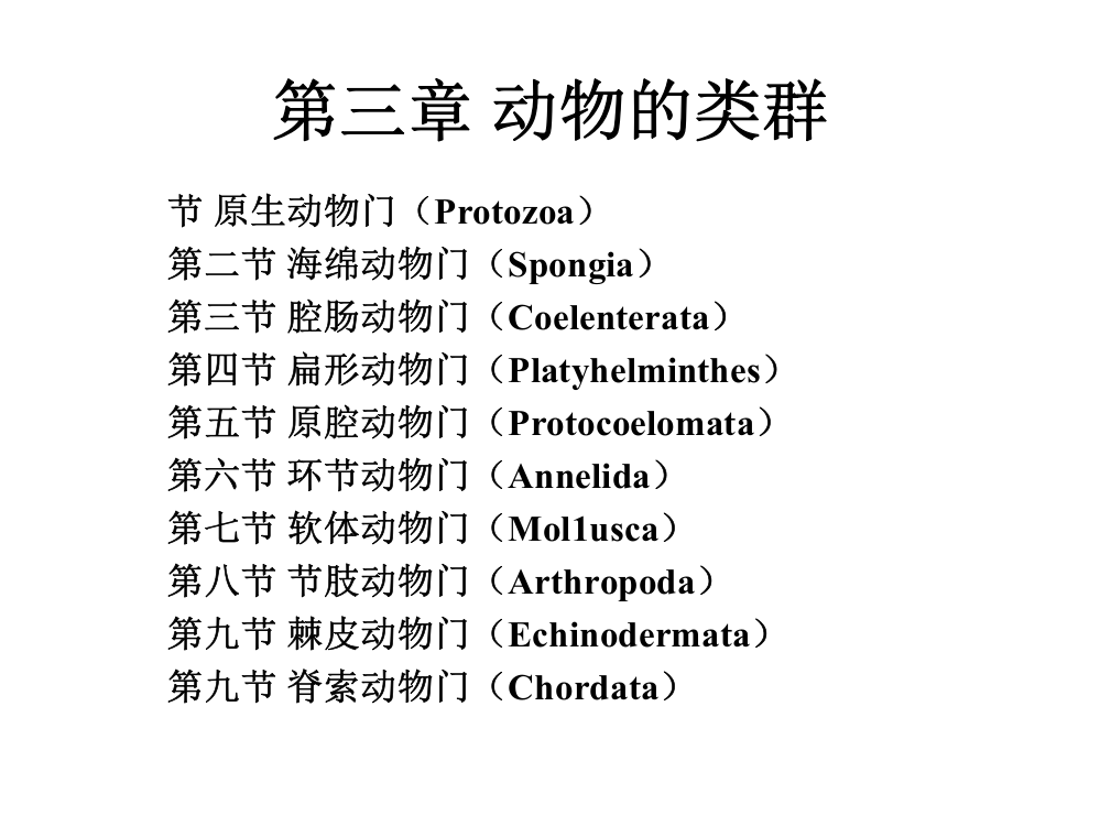 动物的类群及原生动物门