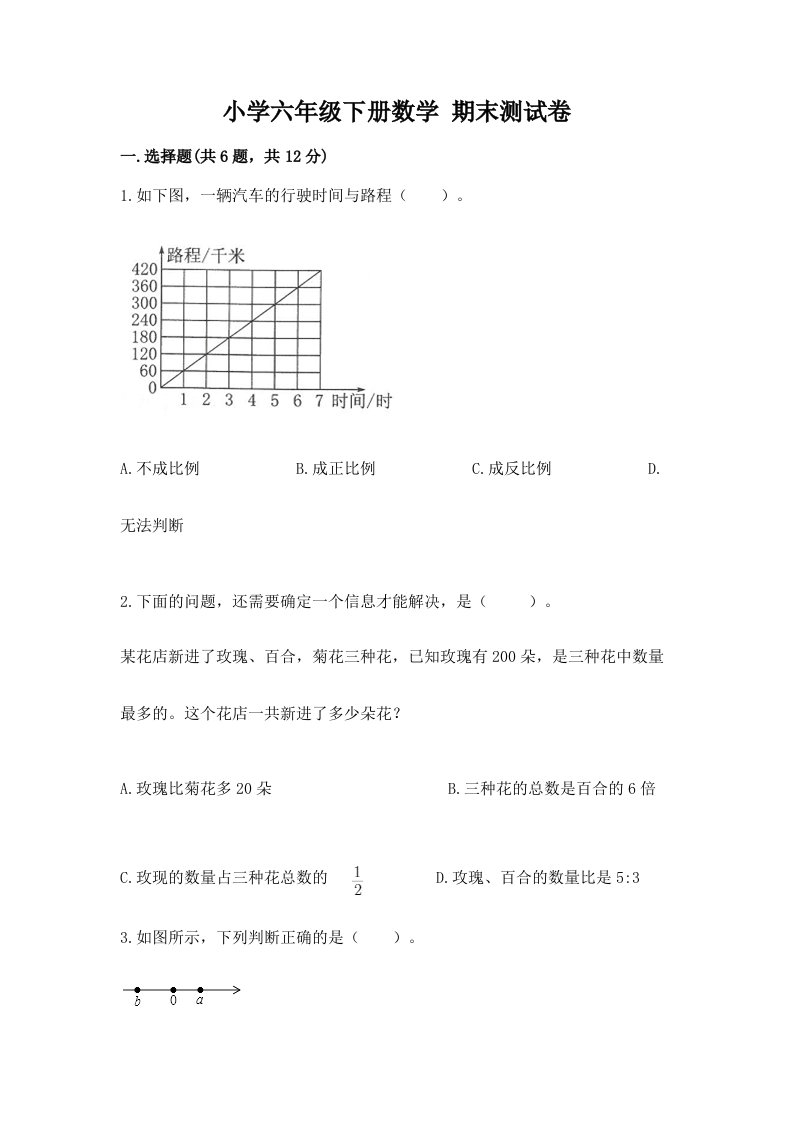 小学六年级下册数学