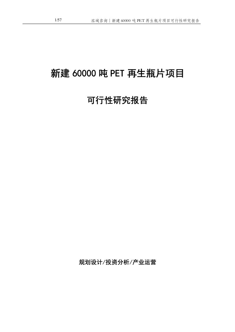 新建60000吨PET再生瓶片项目可行性研究报告