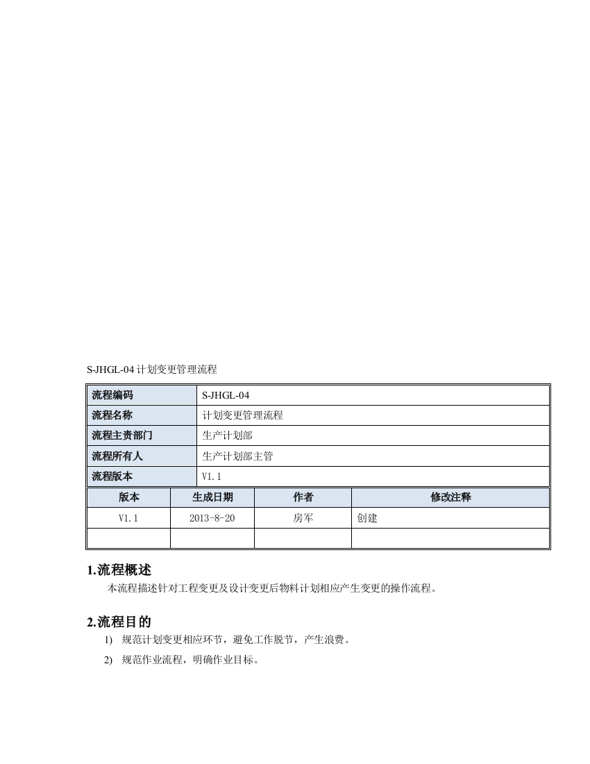 G04计划变更管理流程