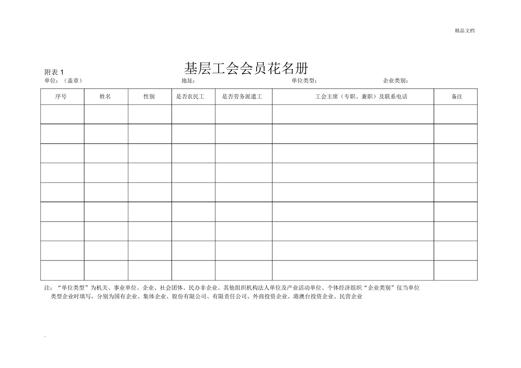 基层工会调查表