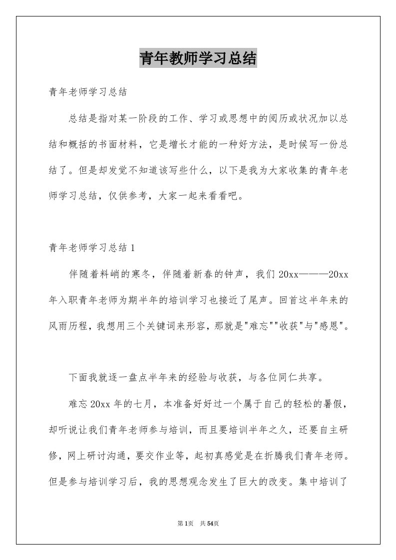 青年教师学习总结例文