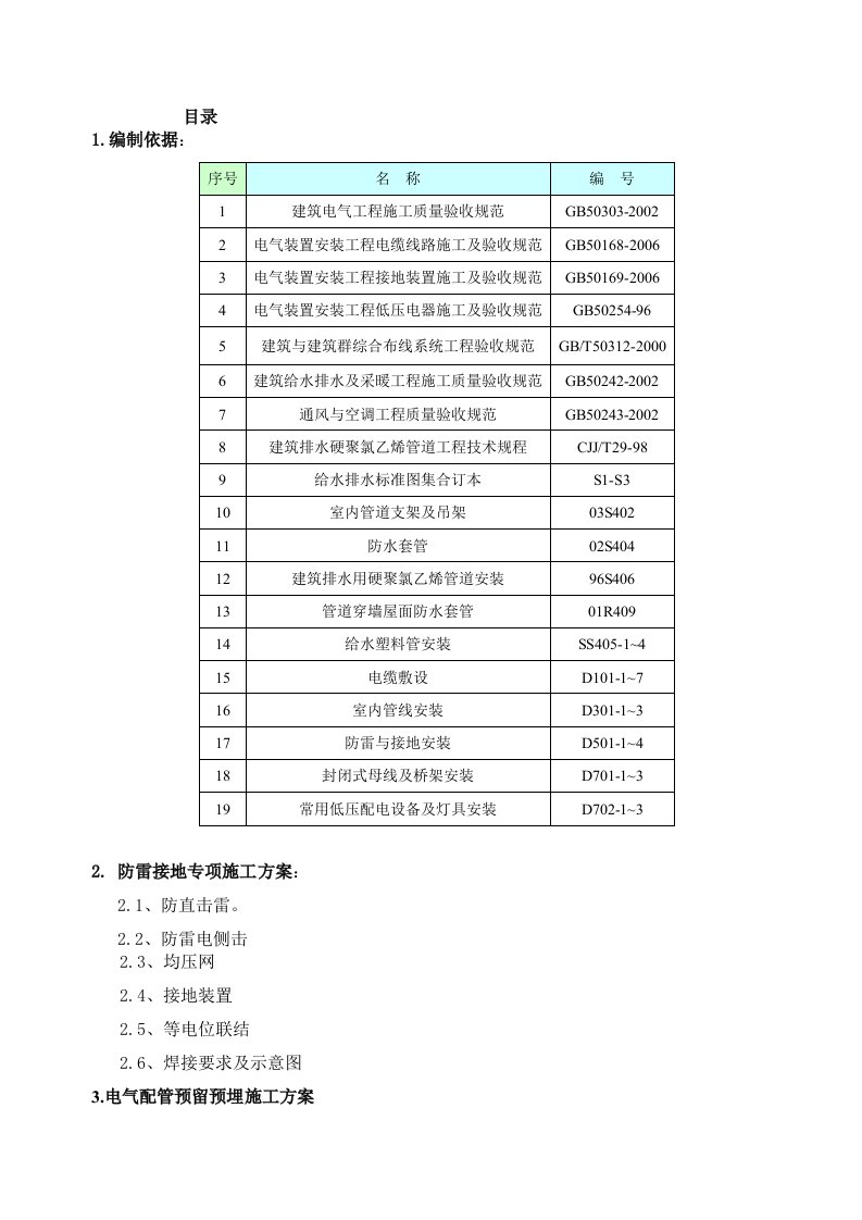 水电预留预埋施工方案