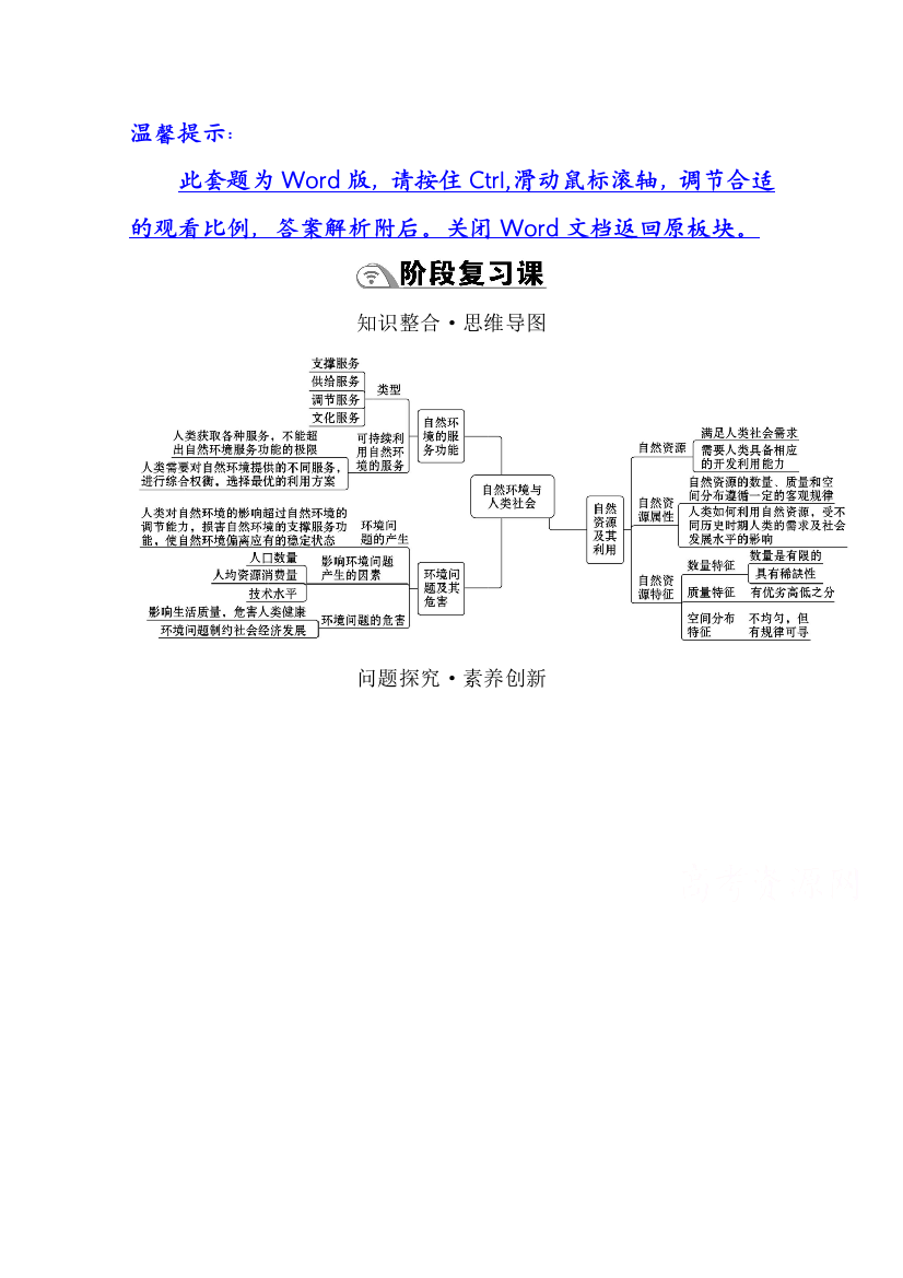 2020-2021学年新教材地理人教版选择性必修第三册学案：第一章　自然环境与人类社会