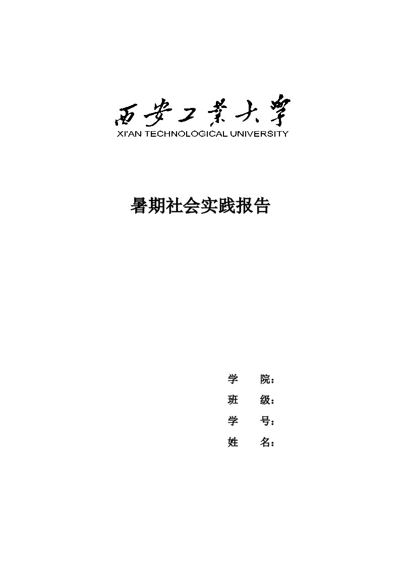 暑期社会实践报告(个人)格式模板