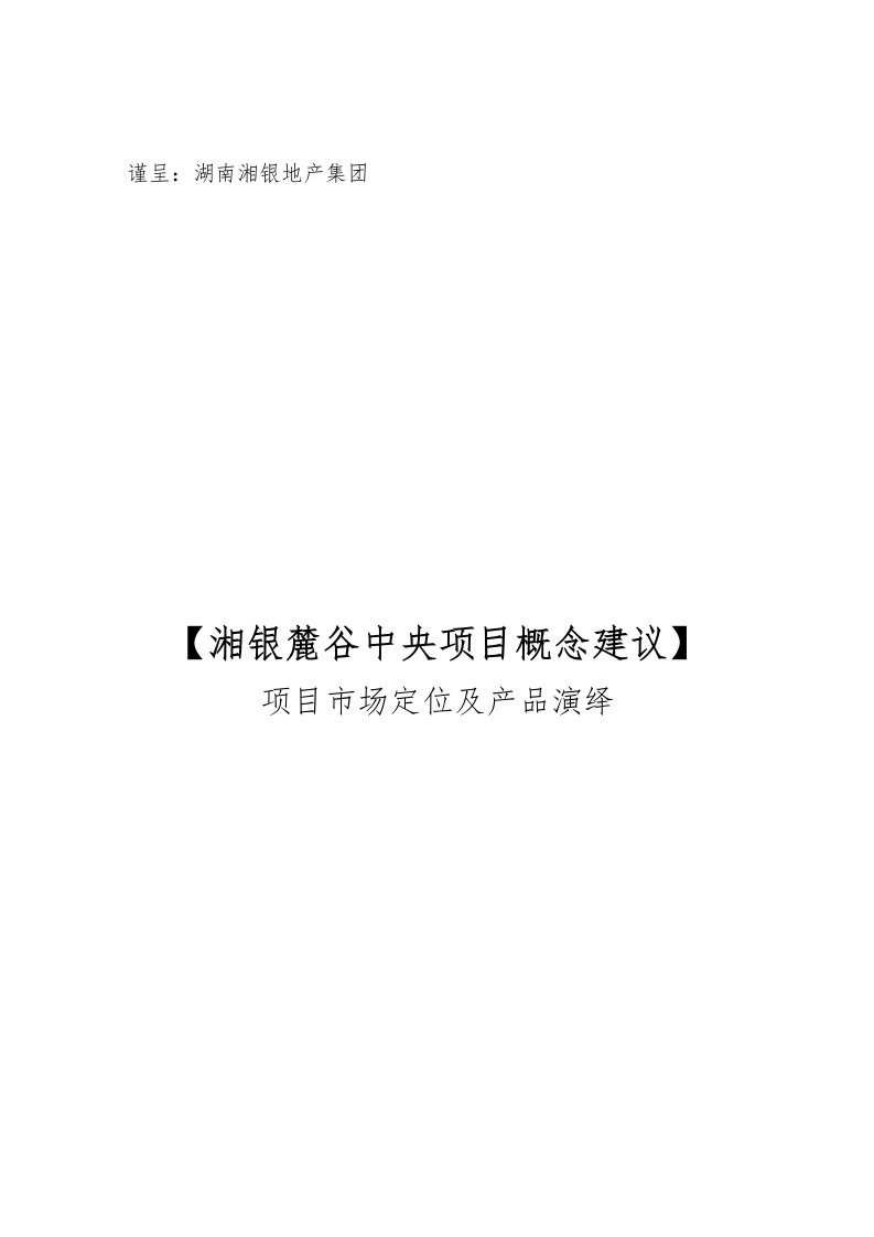 项目管理-长沙湘银麓谷中央项目市场定位及产品建议131页