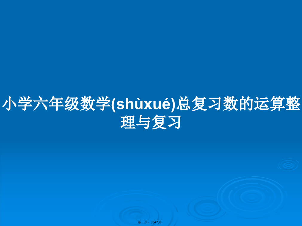 小学六年级数学总复习数的运算整理与复习