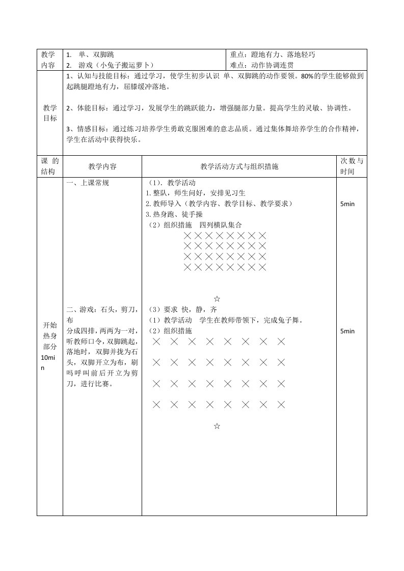 单双脚跳教案