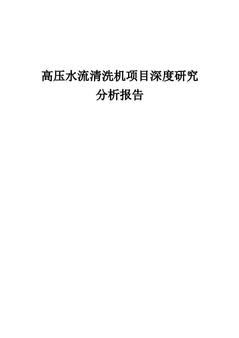 2024年高压水流清洗机项目深度研究分析报告