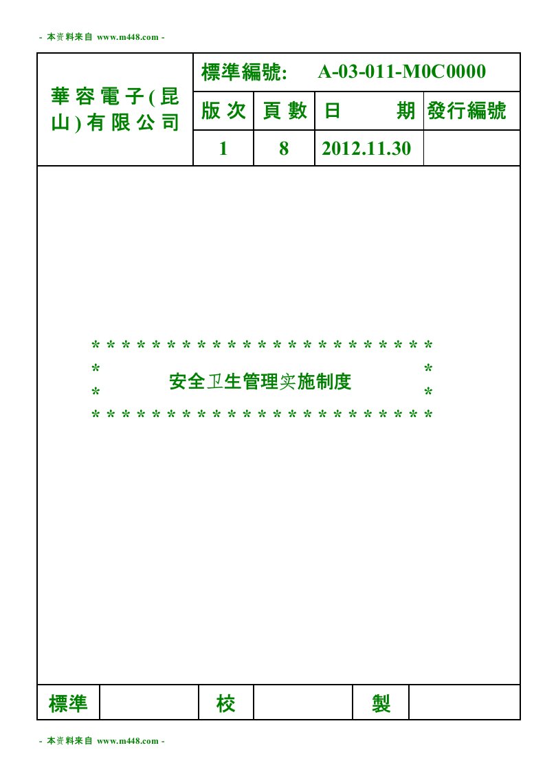 华容电容器电子公司安全卫生管理实施制度DOC-其它制度表格