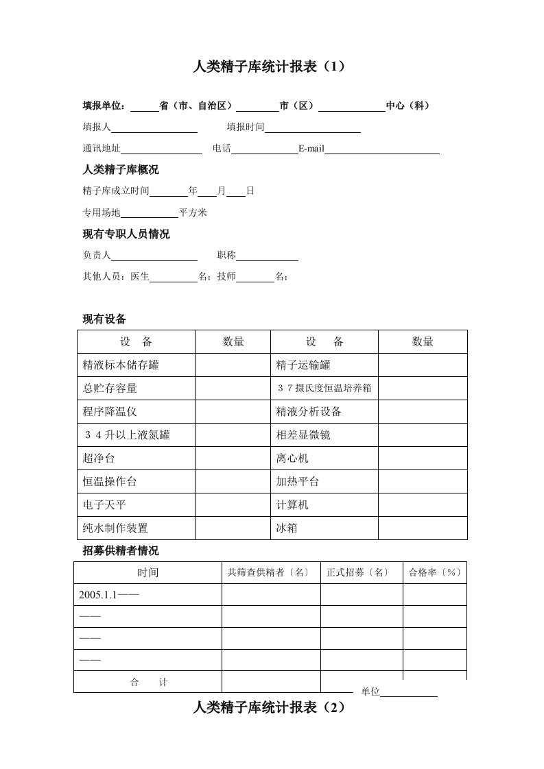 人类精子库统计报表